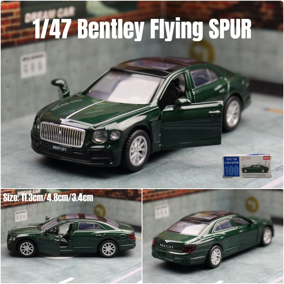 1/47 Bentley Flying SPUR HYBRID Toy Car For Children Diecast Metal 1:43 Miniature Model Pull Back Free Wheel Collection Gift Boy