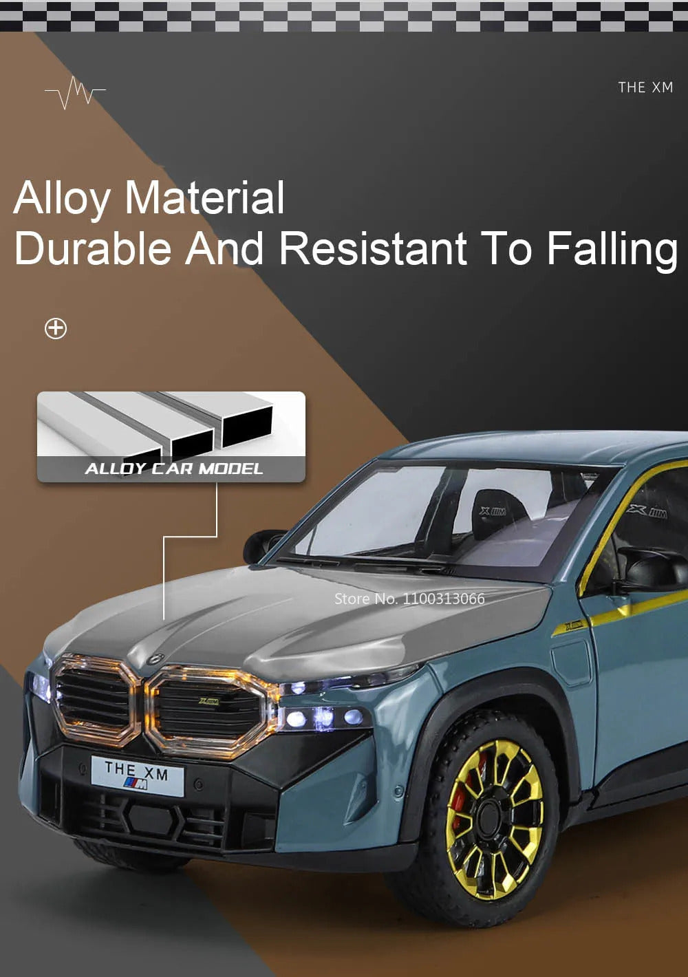 1/24 The XM Alloy Car Models Toy Diecasts Off-road Vehicles with Light Sound Pull Back Function SUV Car Toys for Kids Boys Gifts