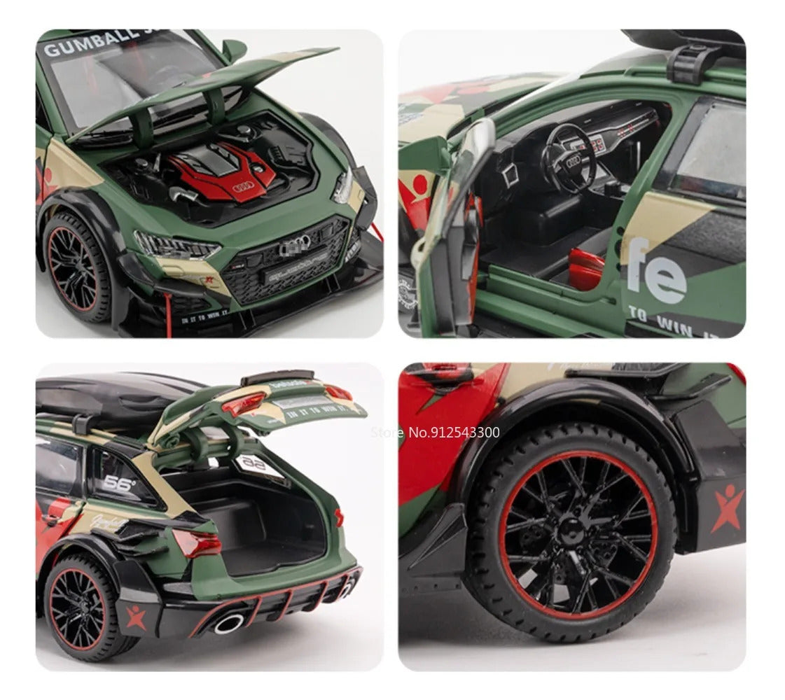 1/24 Audi RS6 Modified Vehicles Car Model Toys Alloy Diecast  With Pull Back Light & Sound Model Cars Boys Gifts For Children