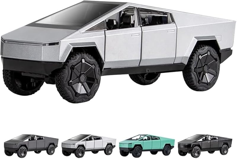 Toy Trucks Pickup Model Pull Back Pick-Up Truck with Sound and Light, Alloy Diecast Truck Toy Cars for Kids Gift or Vehicles Model Collection Enthusiasts (1/24 Grey Pickup Truck)