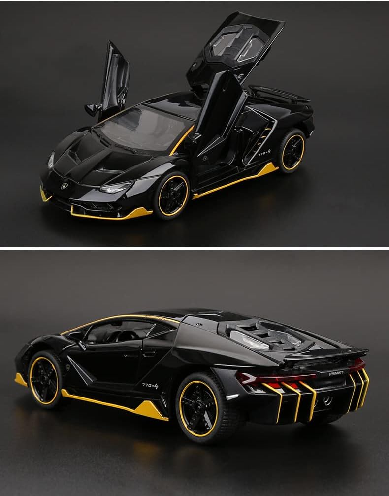 Alloy Collectible Black Lamborghini Toy Pull Back Vehicles Diecast Cars Model with Light & Sound