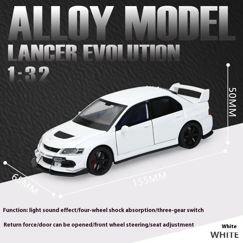 JDM 1:32 Mitsubishi Lancer Evolution Ninth Generation Super Racing Metal Alloy Diecast Car Model Sound & Light Right Rudder Gift
