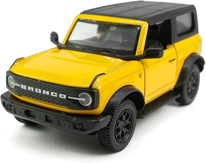2-Door Bronco Badlands Model Car 1/36 Scale Diecast Toy Cars Metal Alloy Children’s Vehicles, Pull Back Doors Open, Black Rim, Mens Collection, Kids Toys for Boys Gifts, Cake Topper Home Décor, Blue