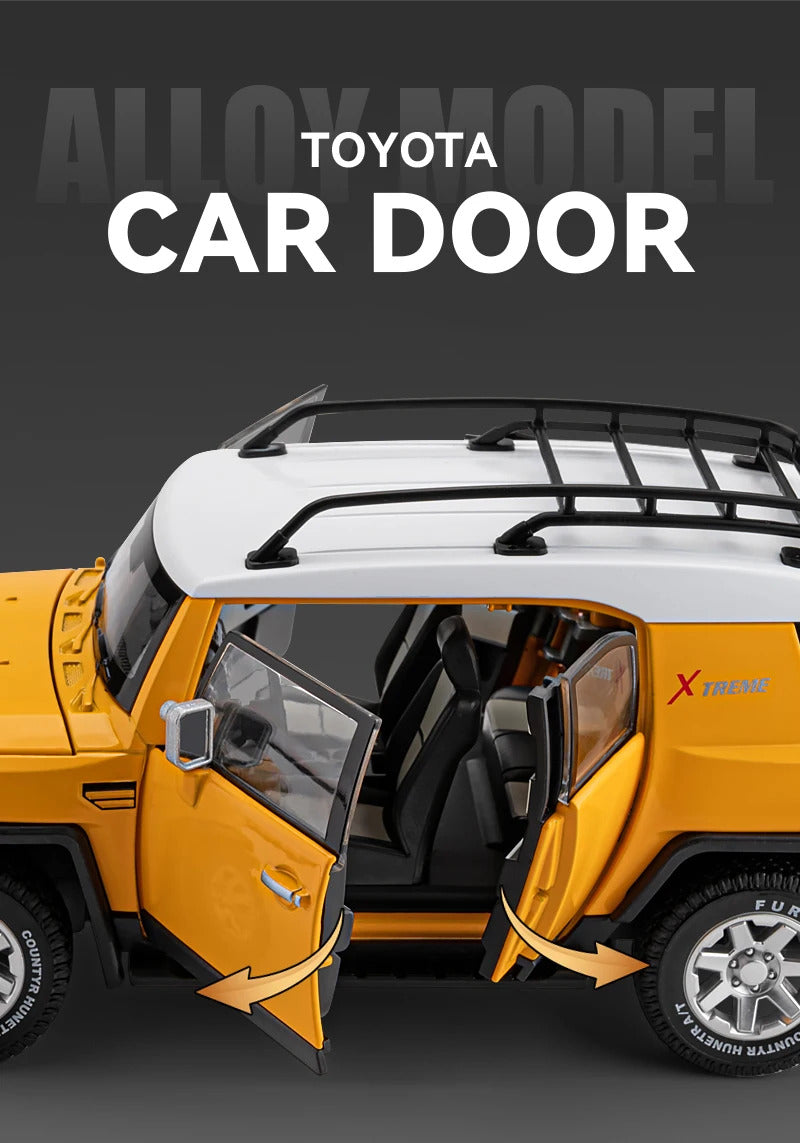 1:24 TOYOTA FJ Cruiser Alloy Car Model Diecast & Toy Metal Off-road Vehicles Car Model Simulation Sound and Light Childrens Gift