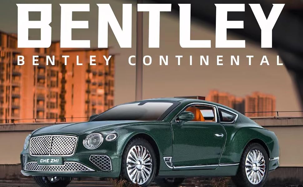 Toy Car Compatible for 1/24 Bentley Continental GT Model Car Alloy Diecast Collectible Pull Back Car Toy Door Can Be Opened for Boys Girls Gift(Green)