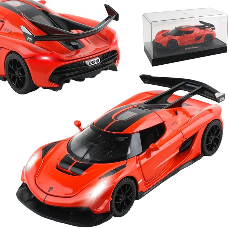 Diecast Toy Car McLaren 720S Sports Car Model,Zinc Alloy Simulation Casting Pull Back Vehicles,1:32 Scale Mini Supercar Toys with Lights and Music for Toddlers Kids Children Gift (720S-Green)