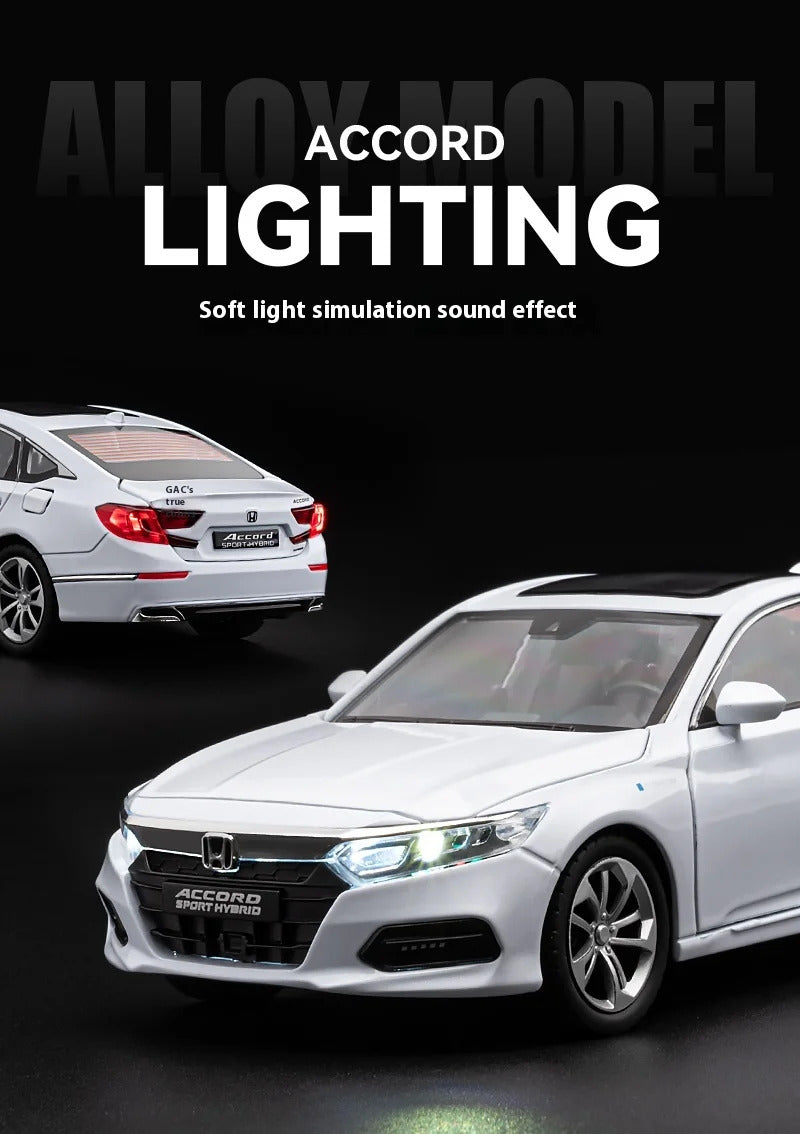 1:24 Accord Limousine Sound & Light Alloy Metal Diecast Car Model Collecting Hobby Decoration Trendy Holiday Gift Box Boy