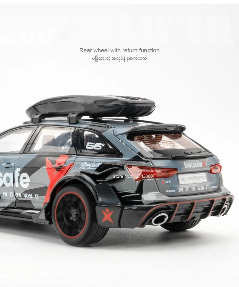1/24 Audi RS6 Modified Vehicles Car Model Toys Alloy Diecast  With Pull Back Light & Sound Model Cars Boys Gifts For Children