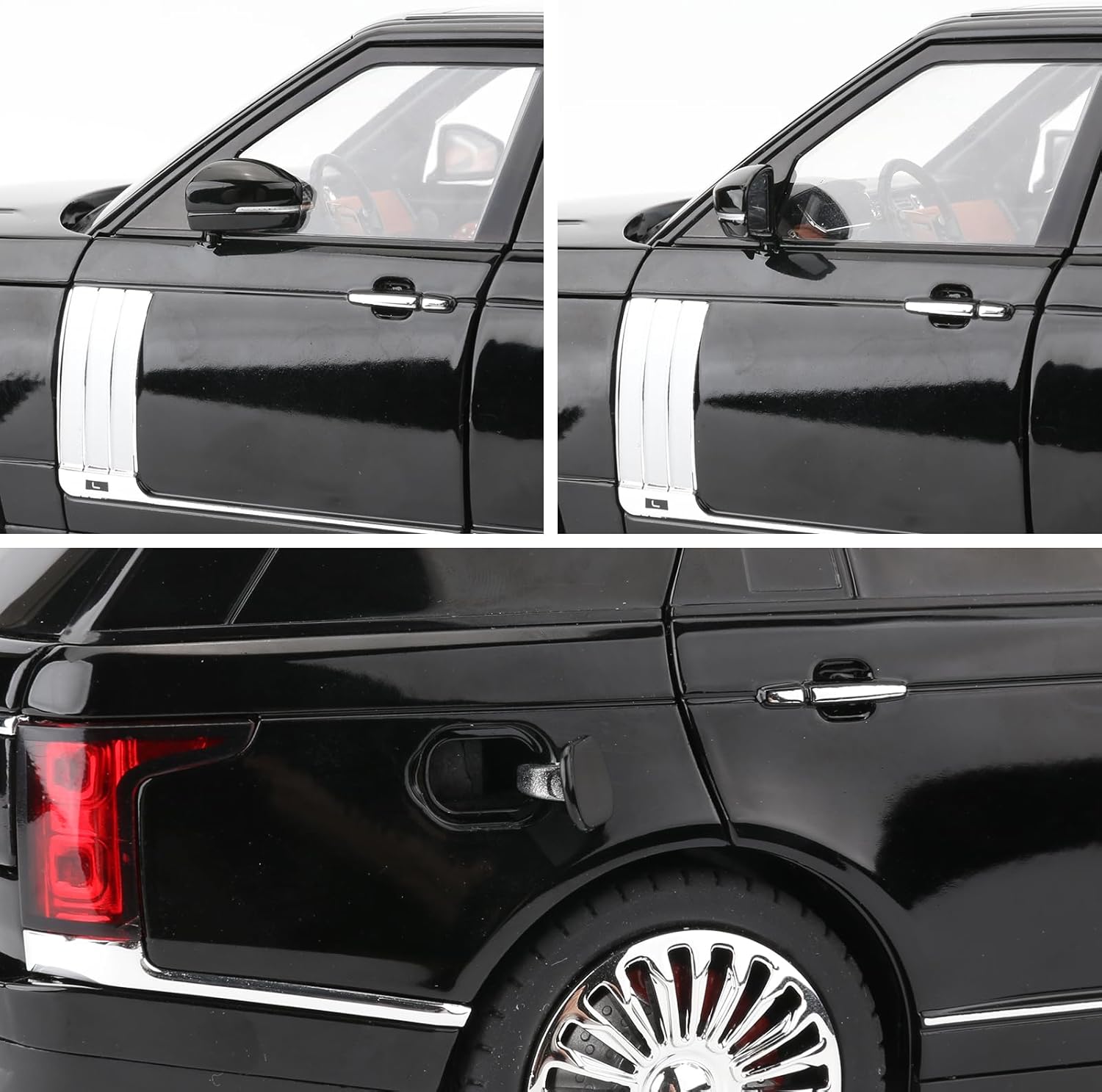 1/18 Scale Compatible for Land Rover Model Car，Zinc Alloy Pull Back Toy Diecast Car with Sound and Light，SUV Off-Road Vehicle，Children's Toy car ，Gifts for Boys and Girls Black