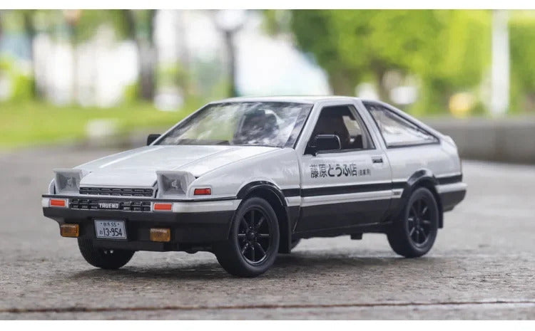 1:24 Initial D Toyota Trueno AE86 Alloy Diecast Car Model Sports Car Toys For Kids Adults Pull Back Vehicles Toy Cars Black Hood