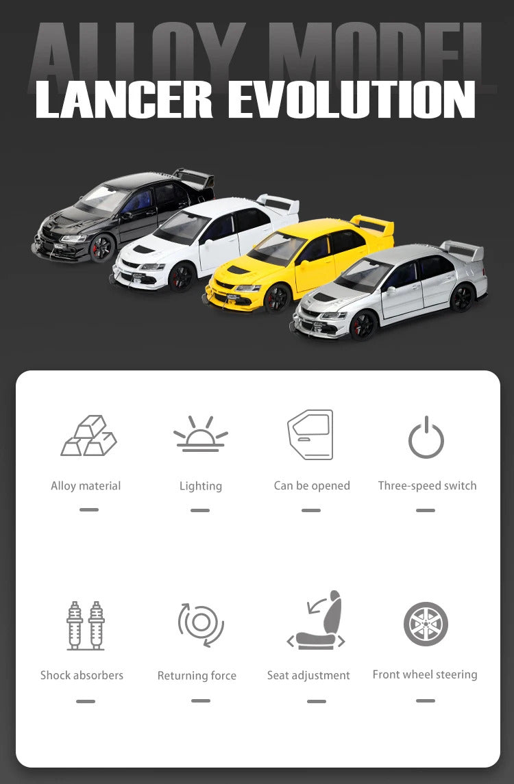 JDM 1:32 Mitsubishi Lancer Evolution Ninth Generation Super Racing Metal Alloy Diecast Car Model Sound & Light Right Rudder Gift