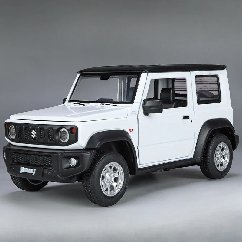 1:24 Suzuki Jimny Car Model Toys Alloy Diecast SUV 4 Doors Opened Pull Back Sound Light Shock Absorption Ornament Vehicles Gifts
