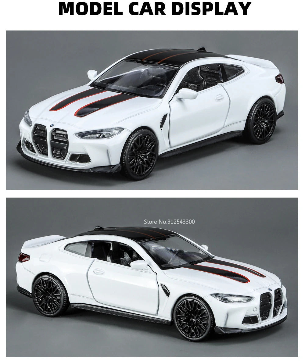 1/36 BMW M4 CSL Alloy Toys Car Model High Simulation Metal Genuine Door Opened Pull Back Function Boys Birthday Gifts Collection