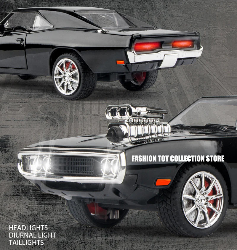 1:24 Challenger 1970 Fast & Furious 7 Alloy Car Model Diecasts Toy With Sound and Light Vehicles Decoration Toys For Kids Gift