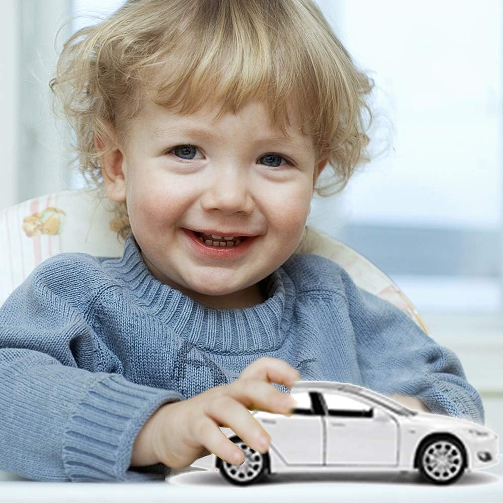 MiniToy Toy Car Model S Alloy Model Cars Pull Back Vehicles 1/32 Scale Car Toys for Toddlers Kids (White)