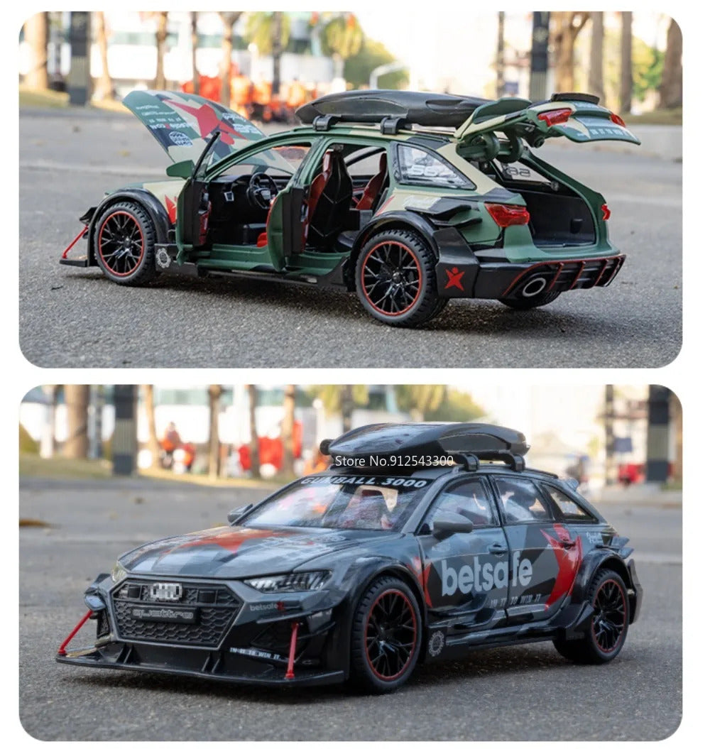 1/24 Audi RS6 Modified Vehicles Car Model Toys Alloy Diecast  With Pull Back Light & Sound Model Cars Boys Gifts For Children