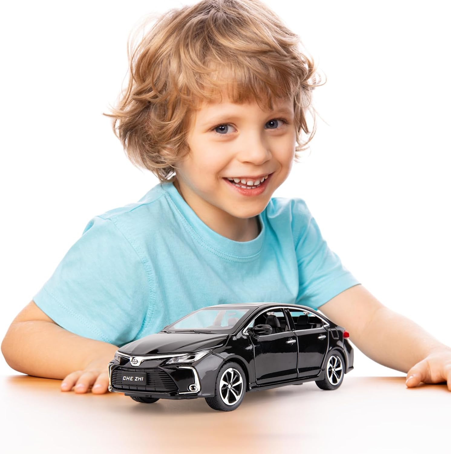 BDTCTK Compatible for 1:32 Corolla Model Car, Zinc Alloy Pull Back Toy Car with Sound and Light for Kids Boy Girl Black