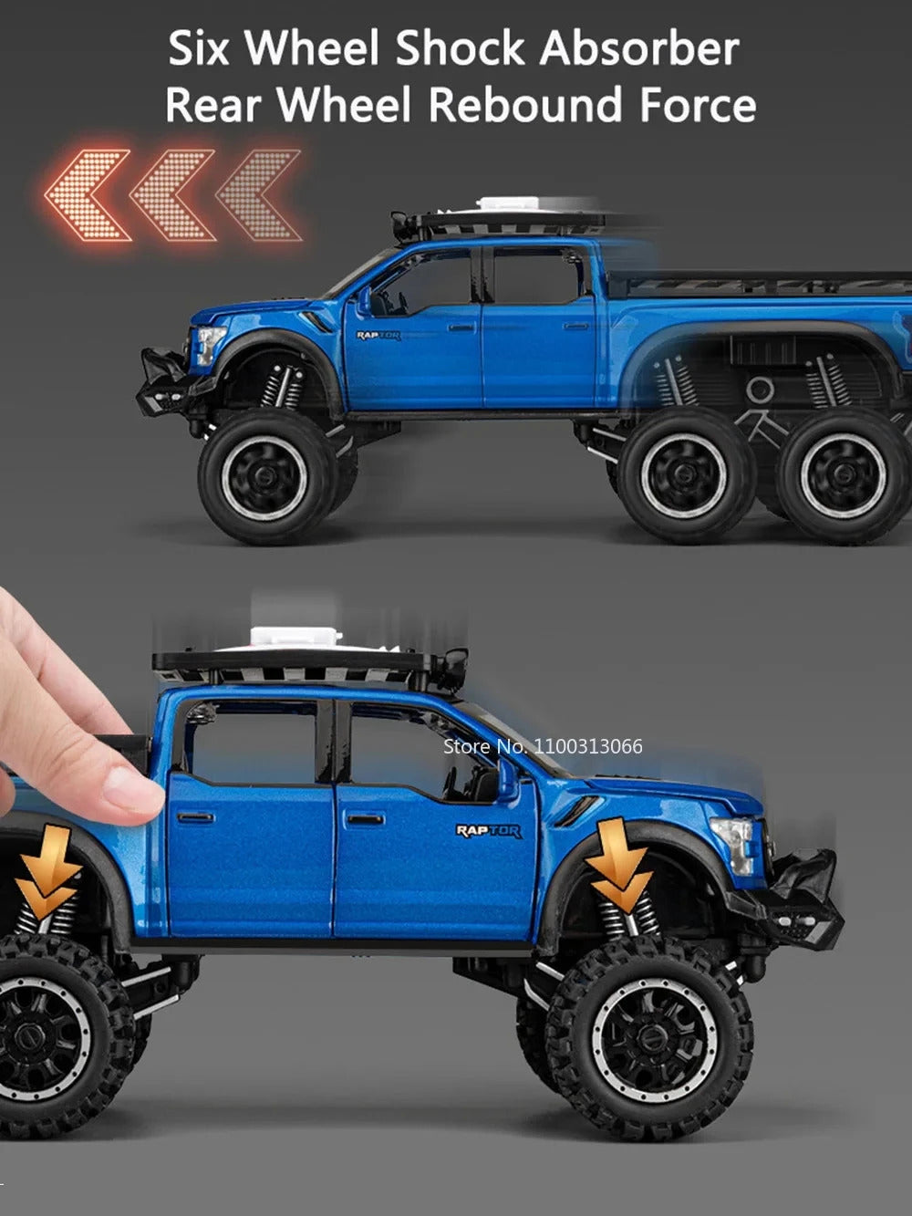 1/24 Scale Raptor F150 Alloy Cars Models Toys 6 Doors Opened Camping RV Diecast Model Light Sound Vehicle for Boys Birthday Gift