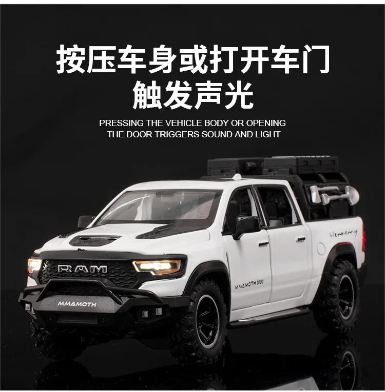 Diecast 1:32 RAM 1000 TRX Mammoth Pickup Alloy Model Car Toy Metal Casting Sound and Light Car Toys For Children Vehicle Toy Set