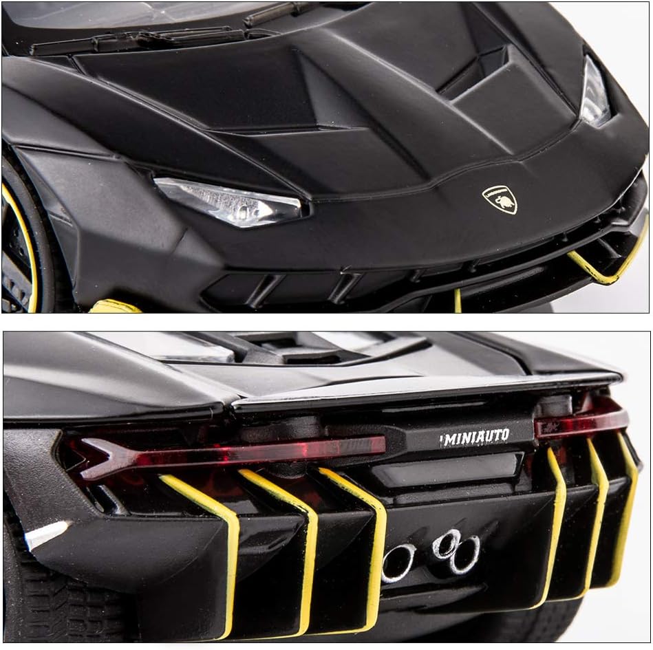 BDTCTK 1:32 Lambo LP770 Car Model Toy Child Sound and Light Pull Back Car Zinc Alloy Toys for Kids Boy Girl Gift (Black)