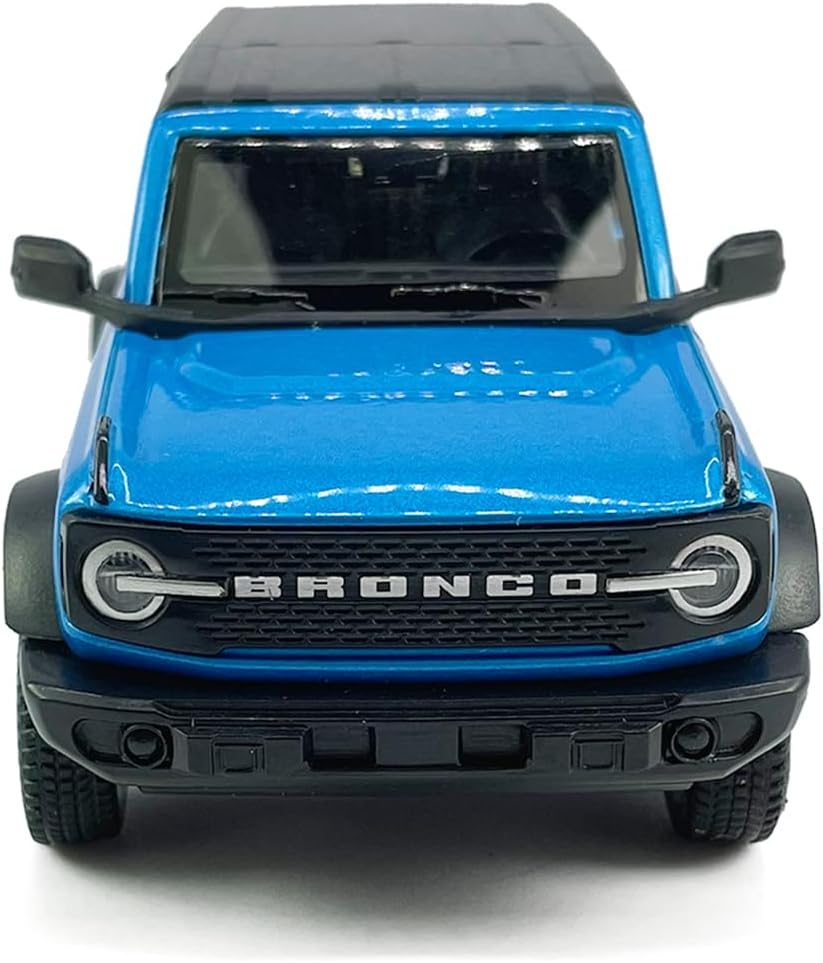 2-Door Bronco Badlands Model Car 1/36 Scale Diecast Toy Cars Metal Alloy Children’s Vehicles, Pull Back Doors Open, Black Rim, Mens Collection, Kids Toys for Boys Gifts, Cake Topper Home Décor, Blue