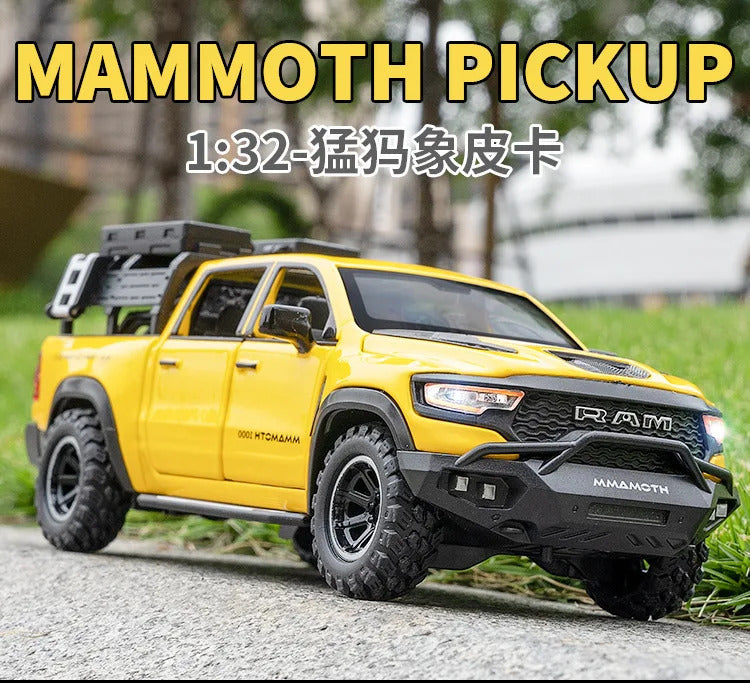 Diecast 1:32 RAM 1000 TRX Mammoth Pickup Alloy Model Car Toy Metal Casting Sound and Light Car Toys For Children Vehicle Toy Set