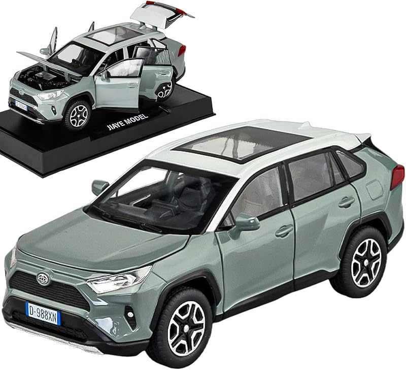 Model Car 1/32 RAV4 Toy Car Alloy Diecast Collectible Model with Light and Sound Toy Vehicle for Boys Kids Toddler Gift Black car