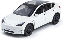 1/24 Model Y Toy Cars Alloy Diecast Model Car, Pull Back Model Y Model Car with Light, Big Model Y Diecast Car Model Toy Suitable for Kids Adults Birthday Gift (White)