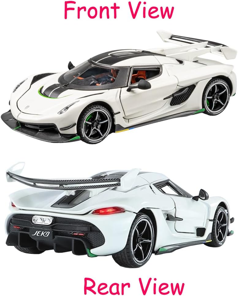 Toy Cars Model Koenigsegg Jesko 1/24 White Alloy Collectibles Die-cast Vehicles with Sound and Light