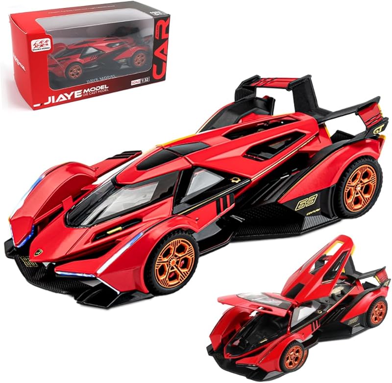 Diecast Toy Car McLaren 720S Sports Car Model,Zinc Alloy Simulation Casting Pull Back Vehicles,1:32 Scale Mini Supercar Toys with Lights and Music for Toddlers Kids Children Gift (720S-Green)