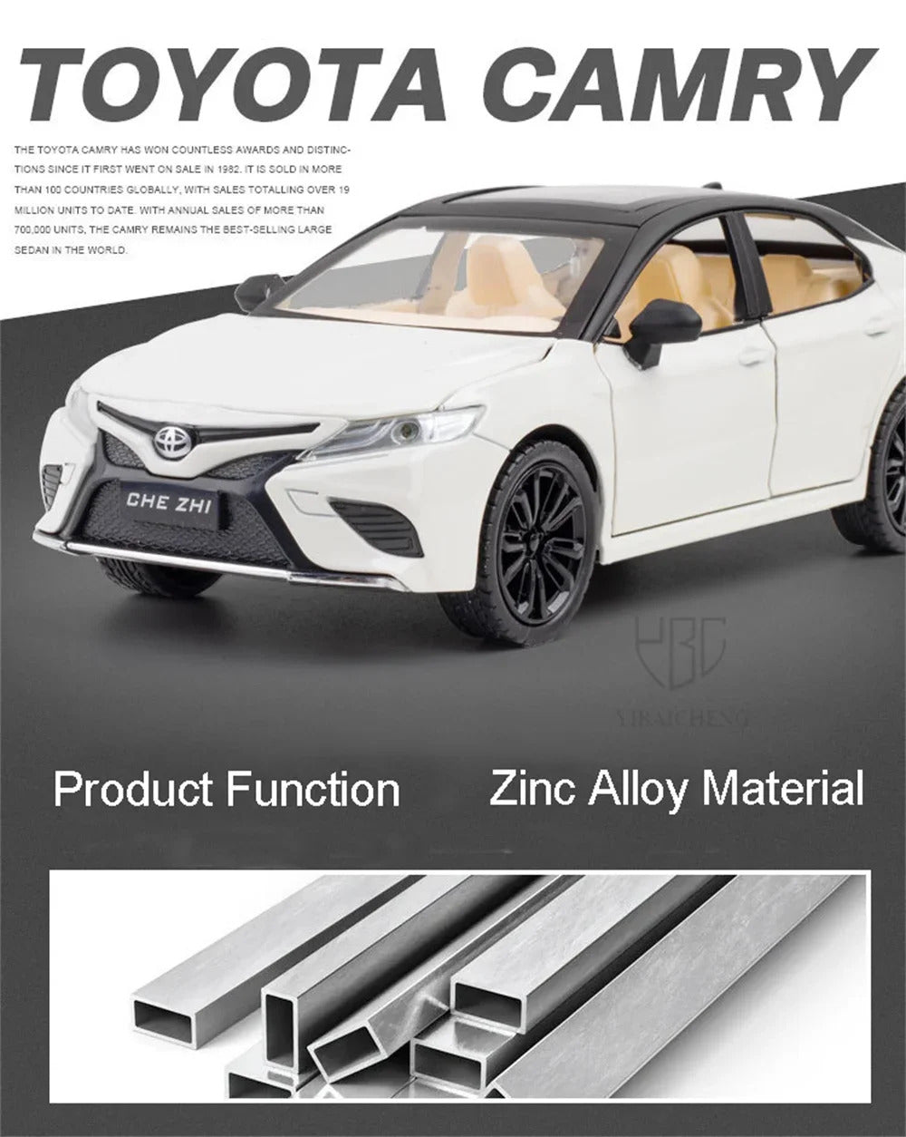 1:24 Toyota Camry Alloy Car Model Toys Metal Diecast High Simulation Strong Vehicle Model Sound Light Toy For Boys Birthday Gift