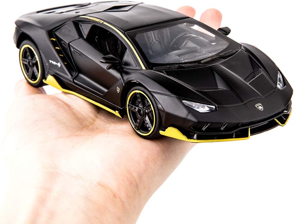 BDTCTK 1:32 Lambo LP770 Car Model Toy Child Sound and Light Pull Back Car Zinc Alloy Toys for Kids Boy Girl Gift (Black)