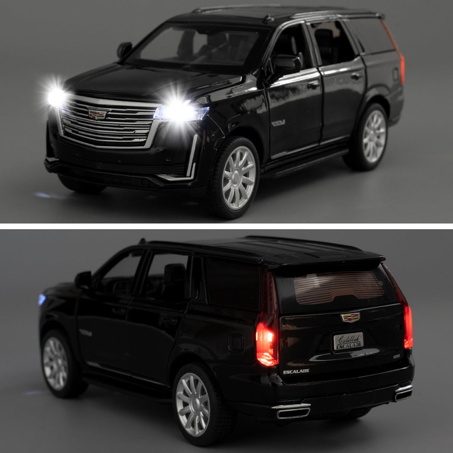 1:32 Scale Car Model Compatible for Collectible Escalade SUV Diecast Toy Vehicle, Zinc Alloy Pull Back Toy Car with Sound and Light for Adult Boys Girls 3 4 5 6 7 8 (Black)