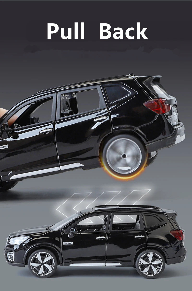 1/30 Subaru Forester SUV Alloy Car Model Diecast Metal Off-road Vehicles Car Model Simulation Sound and Light Childrens Toy Gift