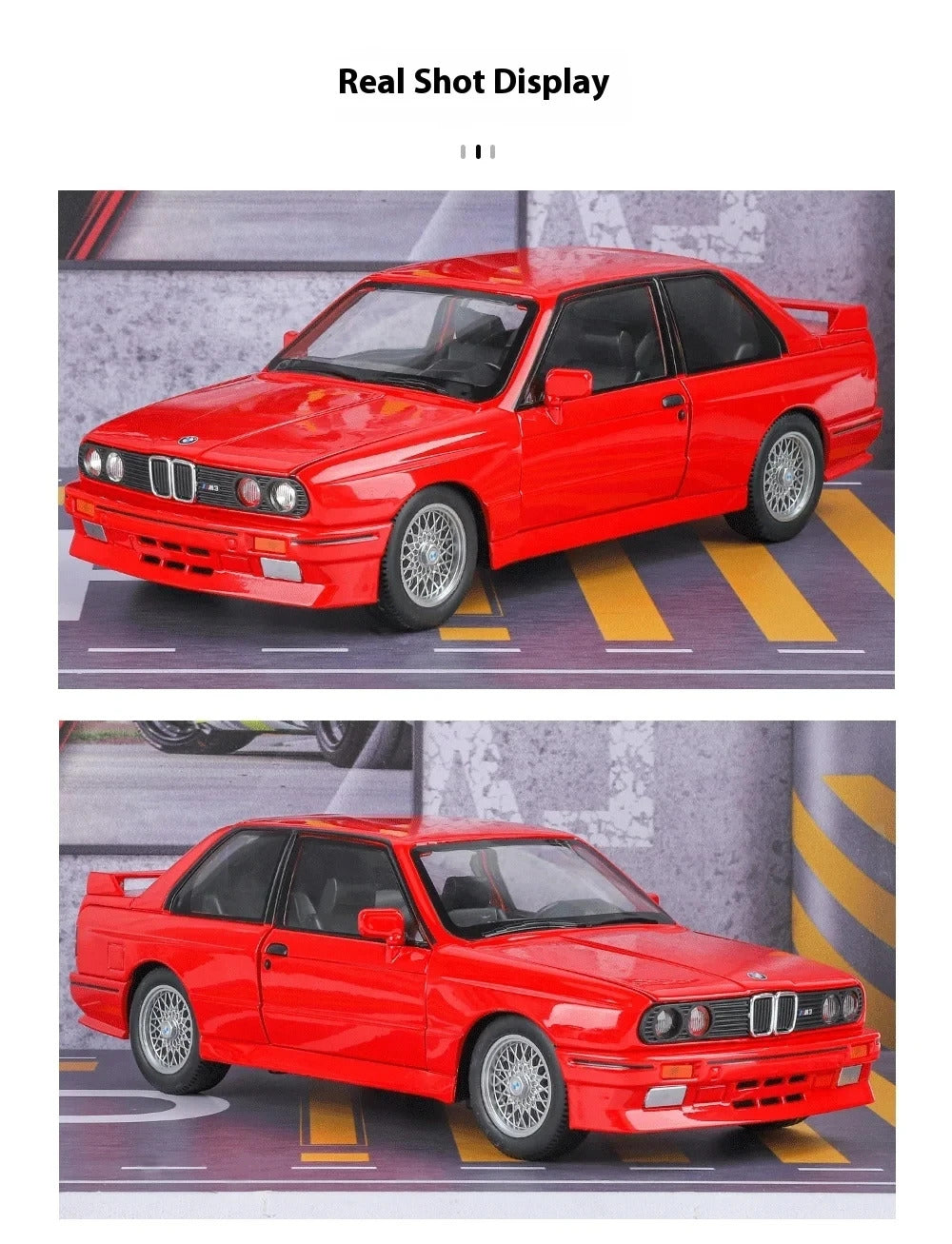 1:24 1988 BMW M3 E30 Alloy Sports Car Model Diecasts Metal Classic Car Model High Simulation Sound and Light Childrens Toys Gift