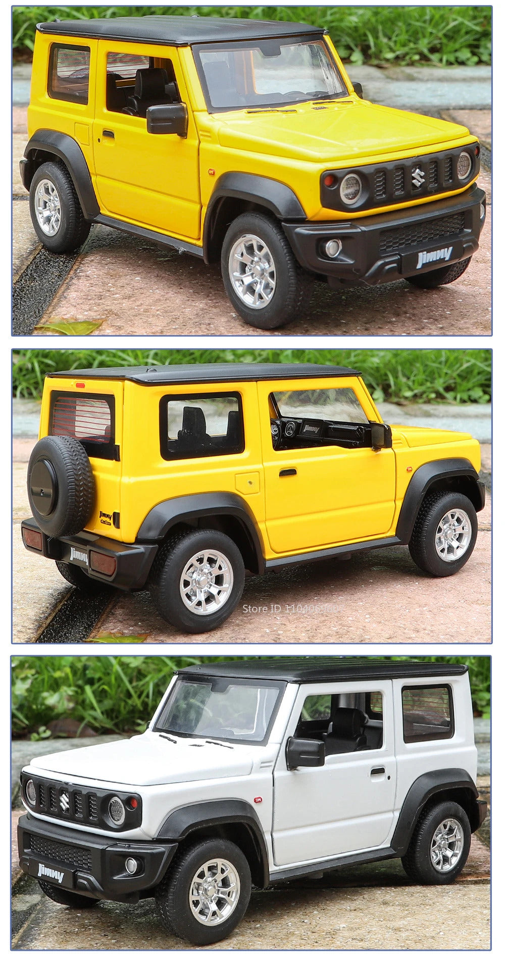 1:24 Suzuki Jimny Car Model Toys Alloy Diecast SUV 4 Doors Opened Pull Back Sound Light Shock Absorption Ornament Vehicles Gifts