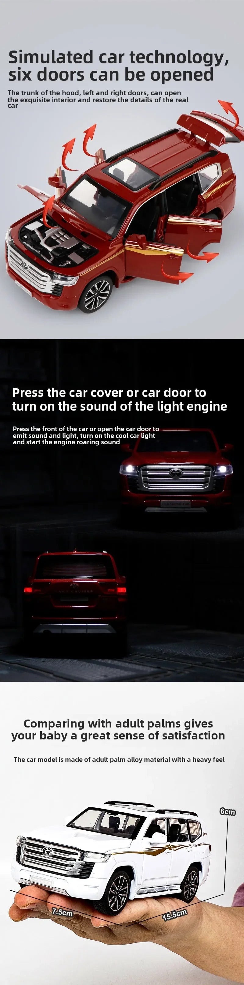 [CubeFun]1:32 Toyota Land Cruiser LC300 Alloy Car Model SUV Diecast Metal Sound Light High Simulation Collection Gifts Toys