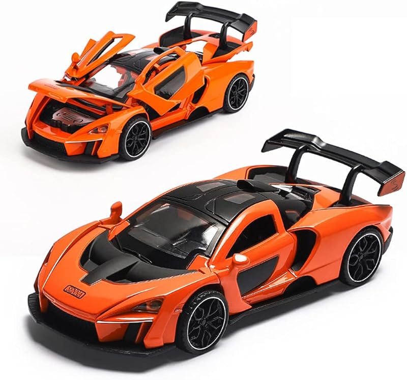 Diecast Toy Car McLaren 720S Sports Car Model,Zinc Alloy Simulation Casting Pull Back Vehicles,1:32 Scale Mini Supercar Toys with Lights and Music for Toddlers Kids Children Gift (720S-Green)
