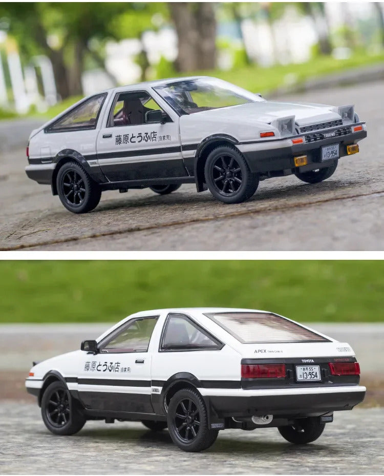 1:24 Initial D Toyota Trueno AE86 Alloy Diecast Car Model Sports Car Toys For Kids Adults Pull Back Vehicles Toy Cars Black Hood