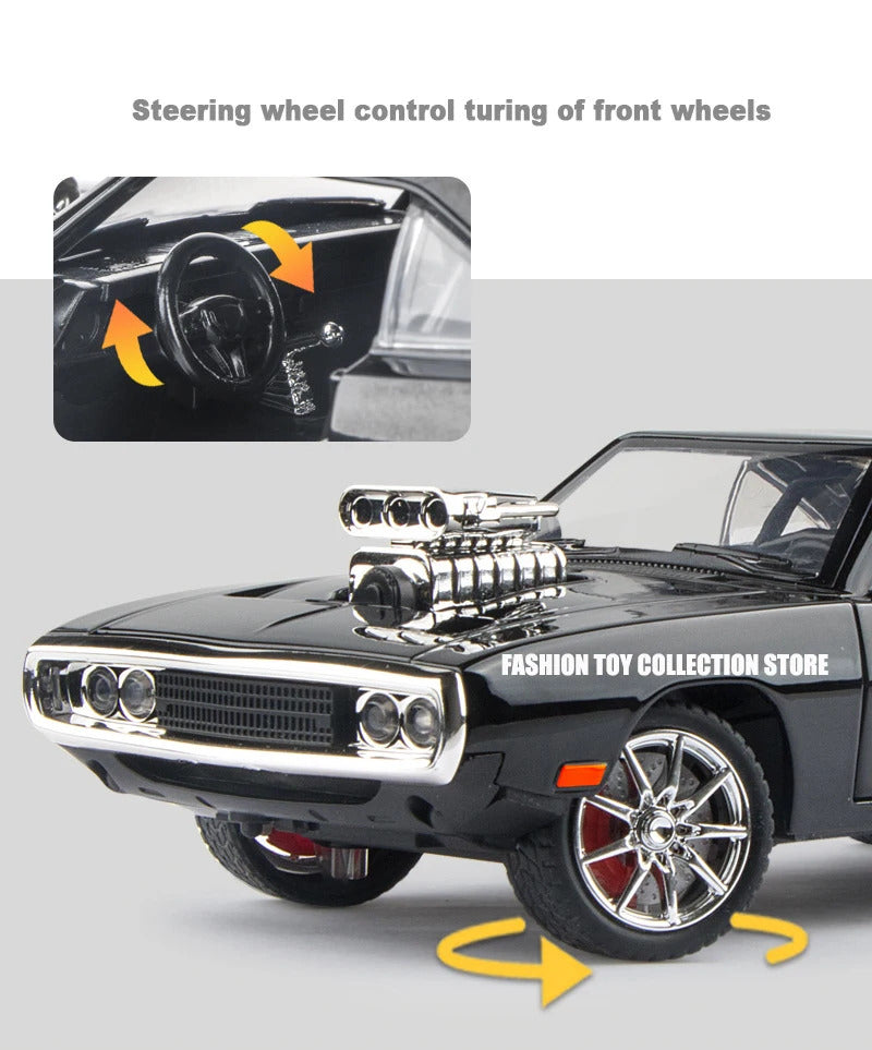 1:24 Challenger 1970 Fast & Furious 7 Alloy Car Model Diecasts Toy With Sound and Light Vehicles Decoration Toys For Kids Gift