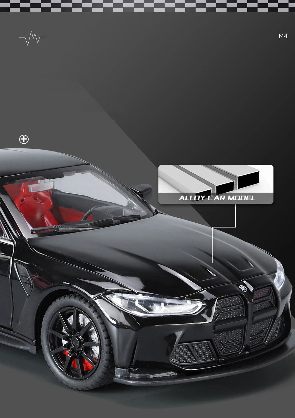 1:24 M4 G82 Coupe Alloy Sports Car Model Diecasts Metal Vehicles Car Model Simulation Sound Light Collection Chlidrens Toys Gift