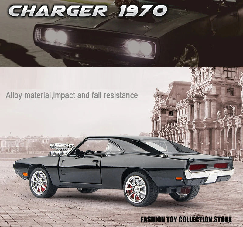 1:24 Challenger 1970 Fast & Furious 7 Alloy Car Model Diecasts Toy With Sound and Light Vehicles Decoration Toys For Kids Gift