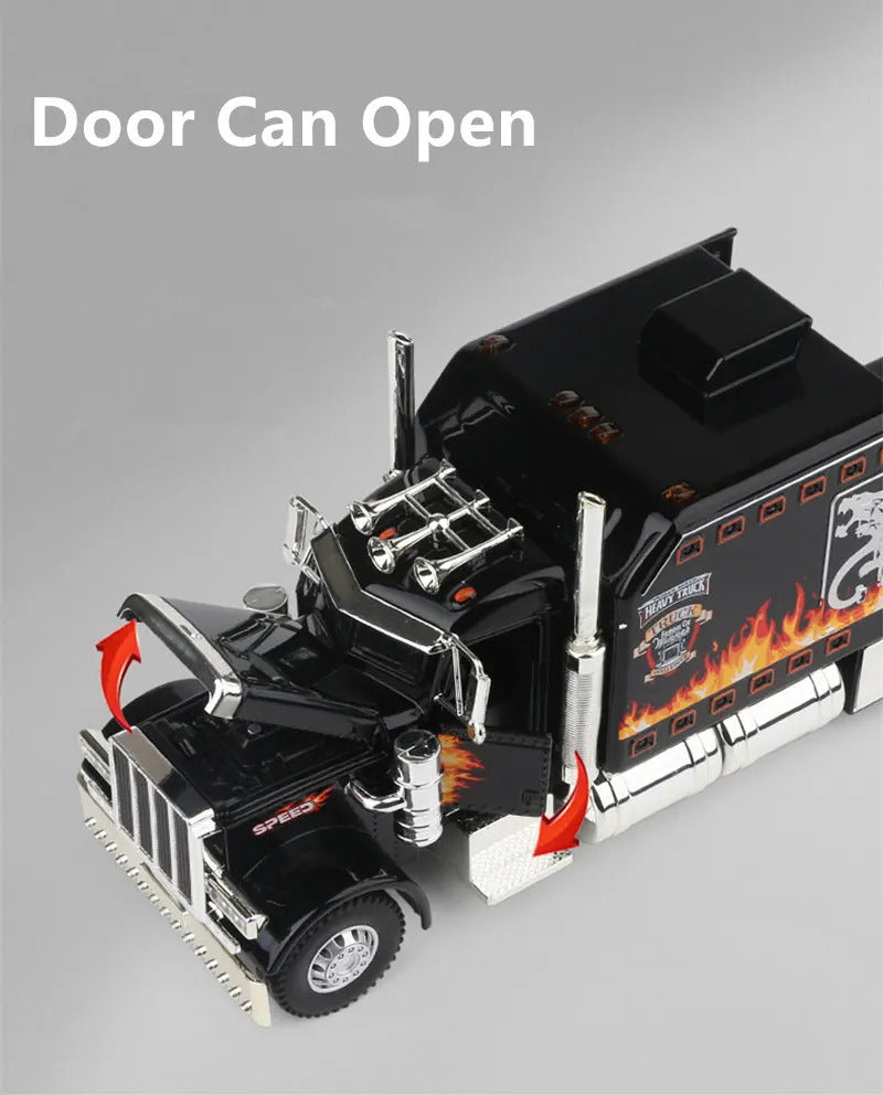 New 1/24 Alloy Trailer Truck Head Car Model Diecast Metal Container Truck Engineering Transport Vehicles Car Model Kids Toy Gift