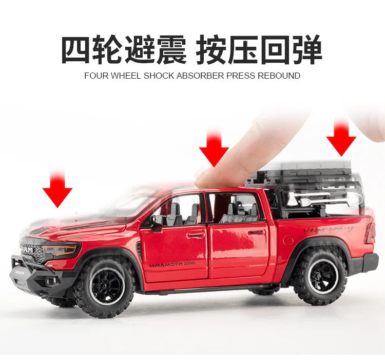Diecast 1:32 RAM 1000 TRX Mammoth Pickup Alloy Model Car Toy Metal Casting Sound and Light Car Toys For Children Vehicle Toy Set