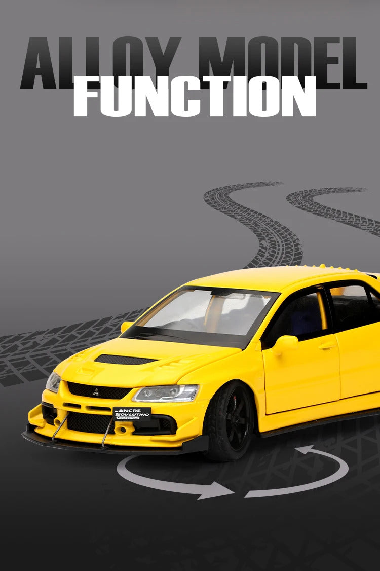 JDM 1:32 Mitsubishi Lancer Evolution Ninth Generation Super Racing Metal Alloy Diecast Car Model Sound & Light Right Rudder Gift