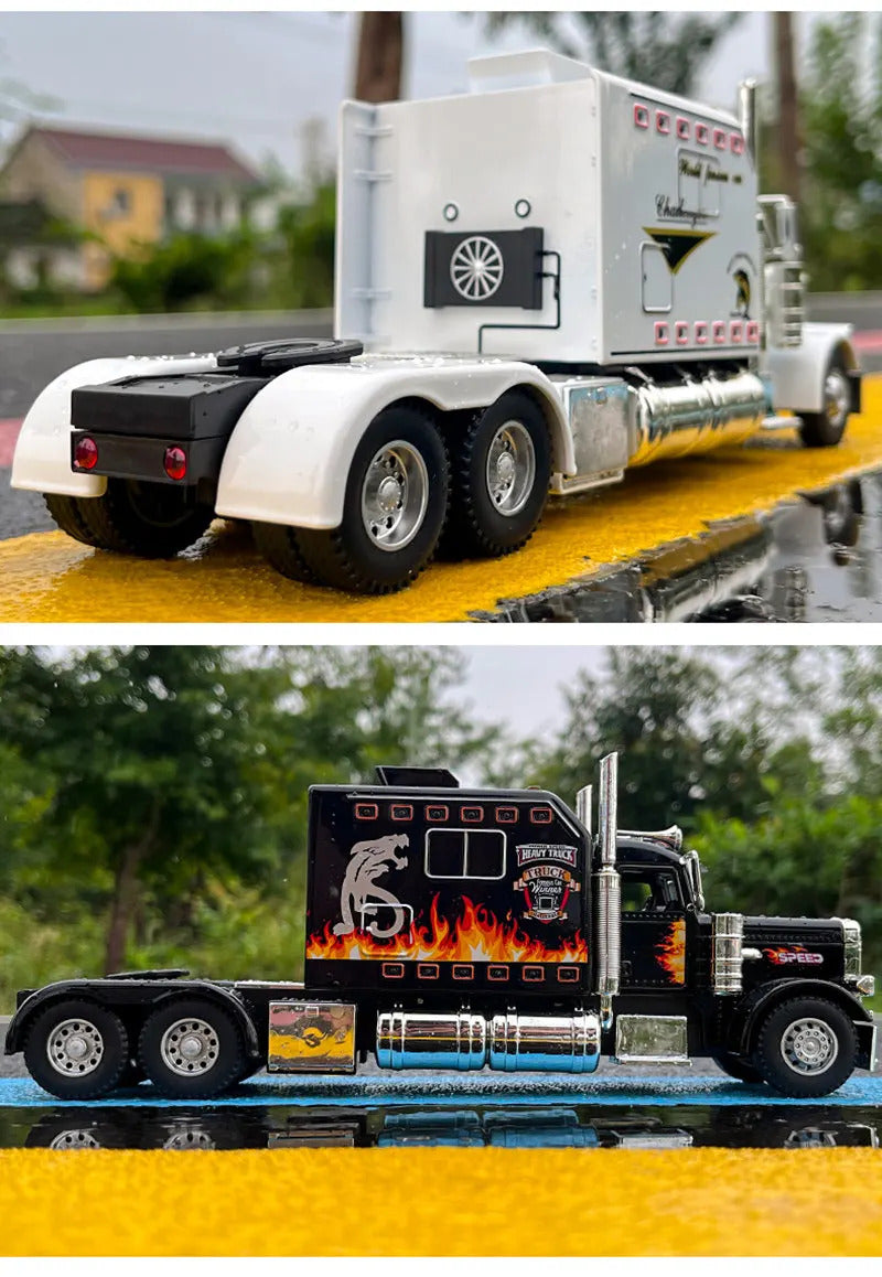 New 1/24 Alloy Trailer Truck Head Car Model Diecast Metal Container Truck Engineering Transport Vehicles Car Model Kids Toy Gift