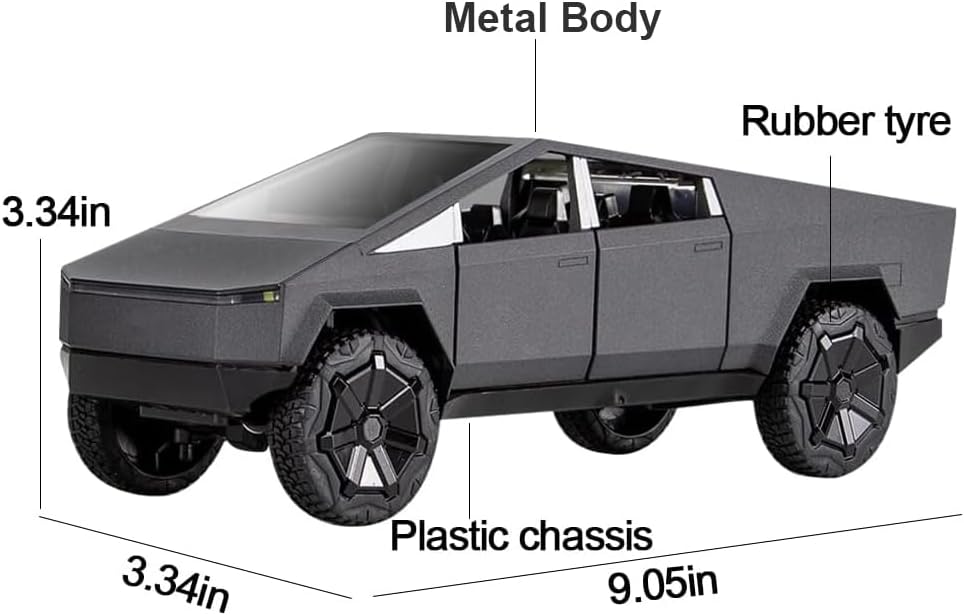 Toy Trucks Pickup Model Pull Back Pick-Up Truck with Sound and Light, Alloy Diecast Truck Toy Cars for Kids Gift or Vehicles Model Collection Enthusiasts (1/24 Grey Pickup Truck)