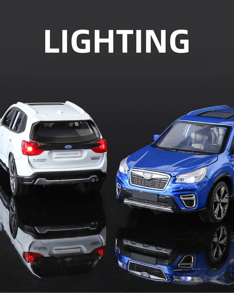 1/30 Subaru Forester SUV Alloy Car Model Diecast Metal Off-road Vehicles Car Model Simulation Sound and Light Childrens Toy Gift