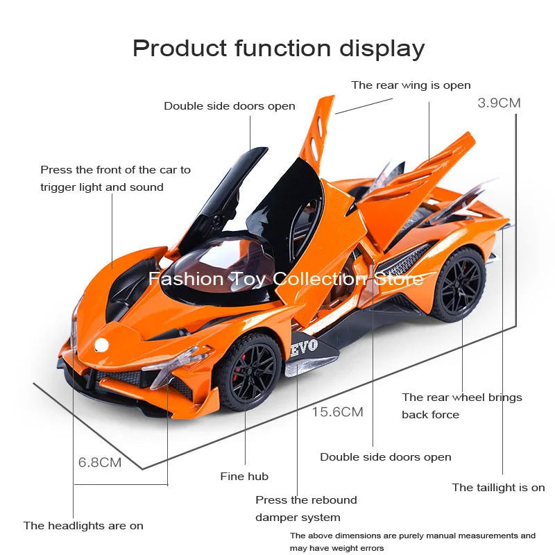 1: 32 APOLLO EVA Alloy Car Model High Simulation Diecasts Toy With Sound and Light Pull Back Vehicles Decoration Toys  For Kids