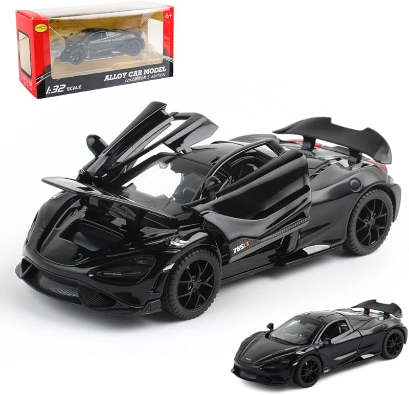 Diecast Toy Car McLaren 720S Sports Car Model,Zinc Alloy Simulation Casting Pull Back Vehicles,1:32 Scale Mini Supercar Toys with Lights and Music for Toddlers Kids Children Gift (720S-Green)